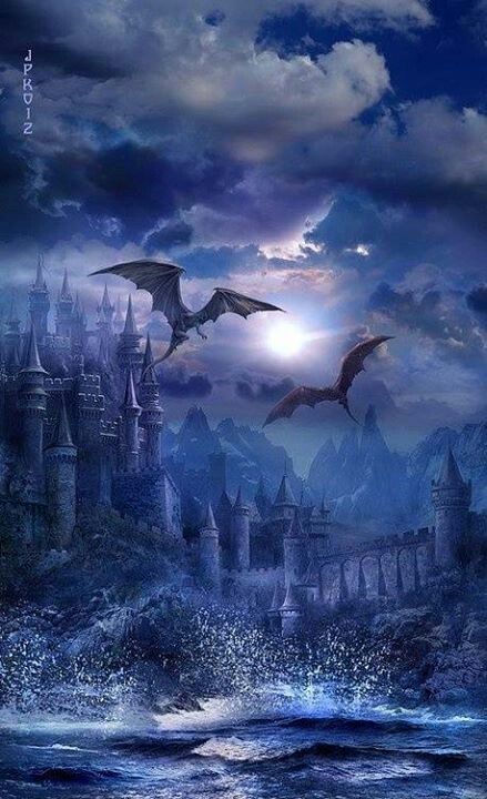 Dragons. Castle. fantasy. / Absolutely love this EL. Flying In The Sky, Fairy Dragon, Dragon Pictures, World Of Fantasy, Fantasy Places, A Castle, Trik Fotografi, Fantasy Dragon, Mystical Creatures