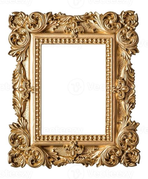 marco de fotos de estilo barroco. objeto de oro de arte vintage Gold Objects, Art Deco Pictures, Photo Frame Wallpaper, Baroque Frames, Vintage Photo Frames, Photo Frame Design, Frame Png, Framed Wallpaper, Vintage Picture Frames