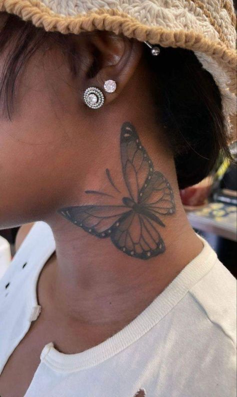 Rose On Neck Tattoo For Women, Neck Tattoos Women Butterfly, Tattoo Ideas Lotus, Tattoo Ideas Music, Tattoo Unicorn, On Hand Tattoo, Tattoo Indian, Flower Neck Tattoo, Thigh Tattoo Ideas