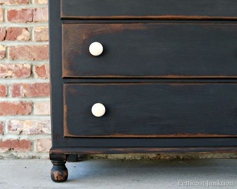 How To Make New Furniture Look Old In Five Easy Steps Best Matte Black Paint For Furniture, Black Distressed Furniture, Restore Furniture, Black Painted Furniture, Distressed Furniture Painting, Painting Old Furniture, Painting Wooden Furniture, Painting Antique Furniture, White Furniture Living Room