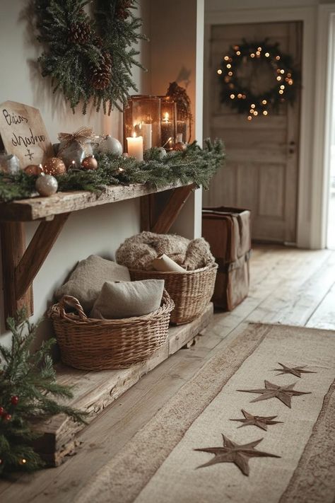 21 Cozy Christmas Decor Ideas for Small Apartments 26 Cozy Christmas Decor Kitchen, Simple Cottage Christmas Decor, Small Porch Decorating Christmas, Cozy Winter Cottage Aesthetic, Winter Aesthetic Decor, Cozy Winter Home Decor, Cozy Cottage Christmas Decor, Cozy Christmas Decor Living Room, Christmas Natural Decorations