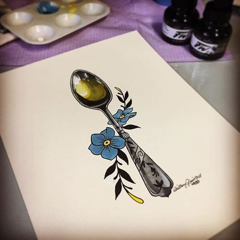 Sympolizing chronic illness Chronically Ill Tattoo, Small Spoon Tattoo Ideas, Spoon Theory Tattoo Ideas, Chronically Ill Tattoos, Tea Spoon Tattoo, Vintage Spoon Tattoo, Antique Spoon Tattoo, Autoimmune Tattoo, Chronic Illness Tats