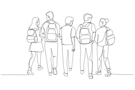 School Friends Drawing, Group Of Friends Drawing, School Students Drawing, Classroom Sketch, Student Doodle, Students Illustration, Classroom Illustration, Drawing Student, Student Illustration