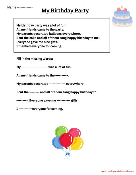 Grade 2 Reading Comprehension, Read The Passage, The Passage, Singing Happy Birthday, Comprehension Worksheets, Reading Comprehension Worksheets, Grade 2, My Birthday, Reading Comprehension