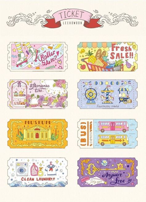 طابع بريدي, Ticket Design, Kawaii Stickers, Sticker Ideas, Aesthetic Stickers, Journal Stickers, Scrapbook Stickers, Digital Sticker, الرسومات اللطيفة