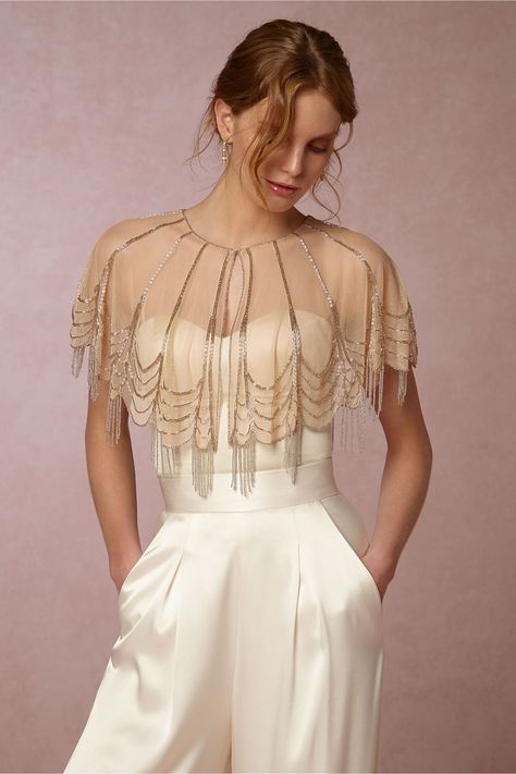 WEDDING - BHLDN Trickling Capelet in New Shoes & Accessories at BHLDN Era Victoria, Bridal Capelet, Shirt Makeover, Cut Up Shirts, Cape For Women, Cape Designs, Long Cape, Bridal Accessory, Chique Outfits