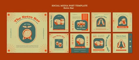 Vintage Social Media Design, Vintage Instagram Post, Retro Instagram Post, Social Media Campaign Design, Invoice Design Template, Instagram Post Design, Catalogue Layout, Invoice Design, Instagram Cartoon