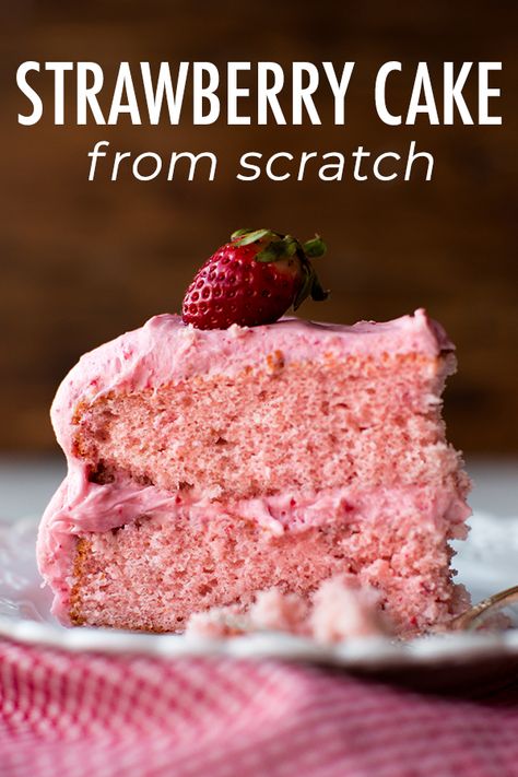 Best Strawberry Cake, Strawberry Cake From Scratch, Homemade Strawberry Cake, Strawberry Cream Cheese Frosting, Strawberry Frosting, Strawberry Cake Recipes, Bake Goods, Strawberry Cream Cheese, Strawberry Cakes