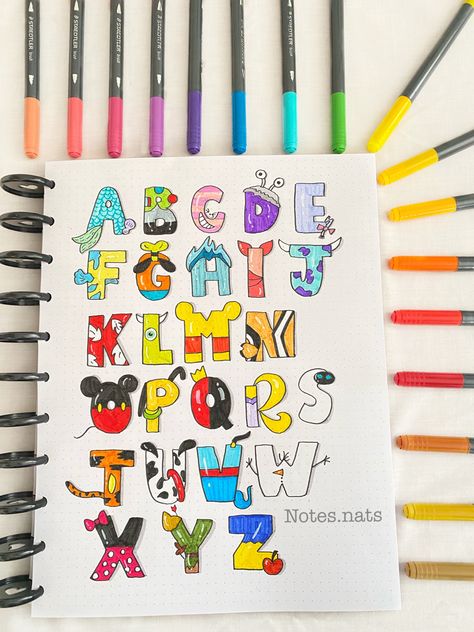 Food Letters, Calligraphy For Kids, Alphabet Disney, Hand Lettering Alphabet Fonts, Alfabet Font, Disney Alphabet, Design Alphabet, Alfabet Letters, Hand Lettering Art