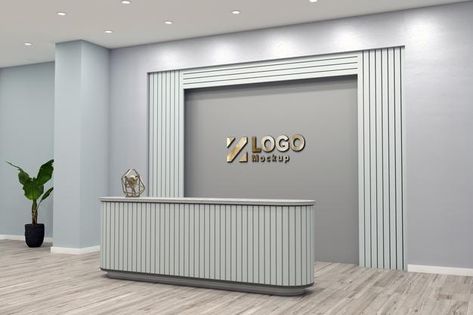 Office reception desk mockup side view i... | Premium Psd #Freepik #psd #mockup Reception Counter Back Wall Design, Reception Desk Backdrop, Cash Counter Back Wall Designs, Small Hotel Reception Design, Reception Back Wall Design, Creative Reception Desk Design, Modern Reception Counter, Wall Showcase Design, Office Reception Counters