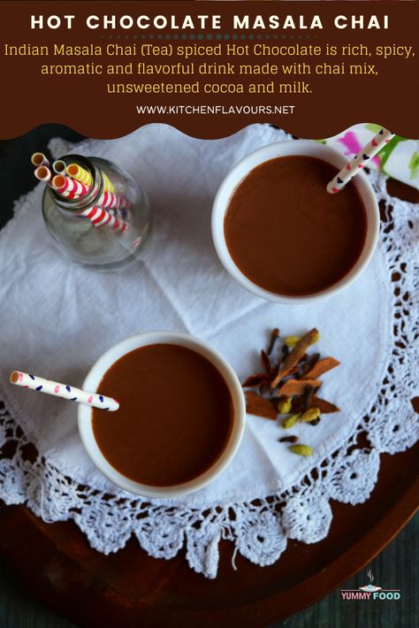 Indian Hot Chocolate, Chai Hot Chocolate, Spiced Hot Chocolate, Masala Chai Tea, Indian Chai, Cup Of Hot Chocolate, Chai Recipe, Christmas Recipe, Steaming Cup