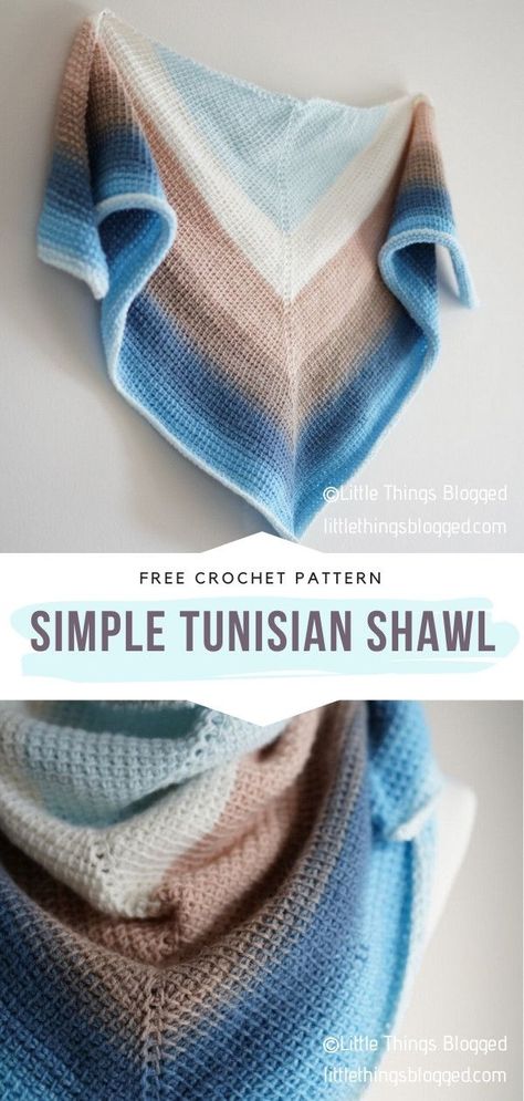 Interesting Crochet Patterns, Free Tunisian Crochet Patterns Blankets, Tunisian Crochet Shawl Patterns Free, Self Striping Yarn Patterns Crochet, Tunisian Shawl, Free Tunisian Crochet Patterns, Tunisian Crochet Shawl, Tunisian Knitting, Tunisian Crochet Free