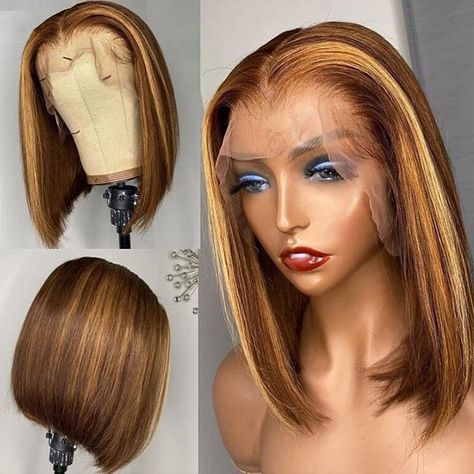 Highlights Bob, Highlight Bob, Wigs Bob, Blond Ombre, Color Rubio, Ombre Highlights, Bob Lace Front Wigs, Straight Lace Front Wigs, Short Bob Wigs