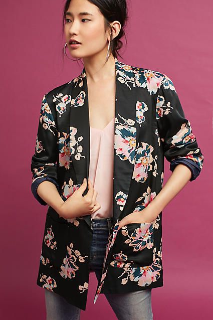 ett:twa Tavie Blazer Leotard Fashion, Satin Blazer, Boyfriend Blazer, Floral Blazer, Floral Jacket, Printed Blazer, Casual Blazer, Blazer Fashion, Luxe Fashion