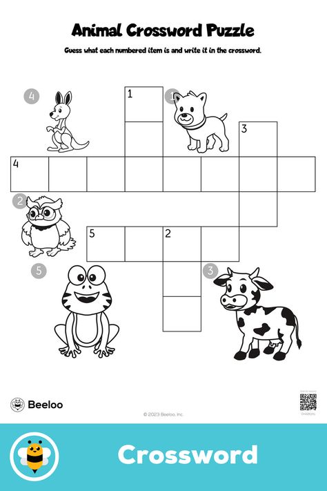 Medium animal-themed crossword puzzle for kids ages 5 and up Cross Words Puzzle For Kids, Word Puzzles For Kids, Animal Printables, Crossword Puzzles, Animal Activities, Word Puzzles, Crossword Puzzle, Printable Crafts, Puzzles For Kids