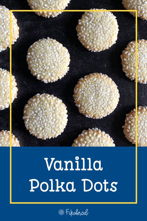 Easy & scrumptious vanilla cookies coated in Swedish pearl sugar ♥︎ fikabrodbox.com #cookiemonster Swedish Treats, Pearl Sugar, Creative Recipes, Afternoon Coffee, Baking Recipes Cookies, King Arthur Flour, Vanilla Cookies, No Sugar Foods, Salad Side Dishes