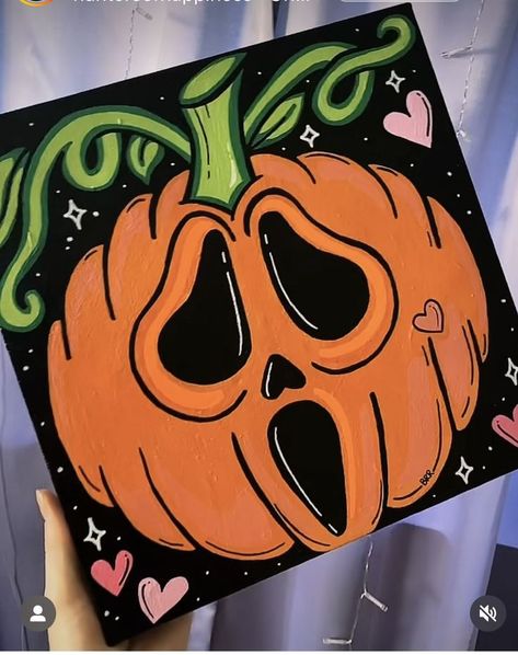 Small Canvas Paintings Easy Halloween, Spooky Halloween Paintings Easy, Drawing Ideas Creative Halloween, Spooky Season Canvas Painting, Fall Paintings Aesthetic Easy, East Halloween Paintings, Marker Art Halloween, Spooky Acrylic Painting Easy, Halloween Art Design