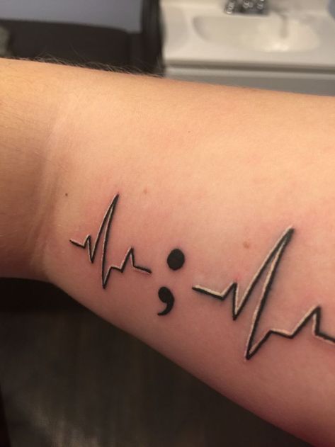 Semicolon Tattoo Meaning, Colon Tattoo, Heartbeat Tattoo, Semi Colon, Semicolon Tattoo, Geniale Tattoos, Cool Tattoos For Guys, Tattoo Meaning, Heart Beat