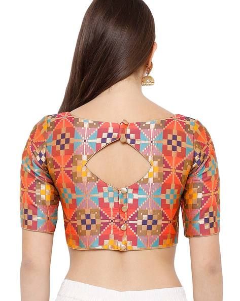 Buy Multicoloured Blouses for Women by SALWAR STUDIO Online | Ajio.com Saree Blouses Online, Womens Month, Ladies Blouse Designs, Simple Blouse Designs, Readymade Saree, Multi Color Blouse, Simple Blouse, Blouse Neck Designs, Fancy Blouses