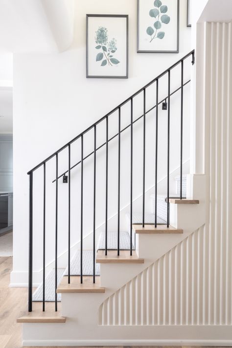 Interior Designer's Home Renovation - Traditional - Staircase - Atlanta - by The Berndsen Company | Houzz Simple Stair Railing Ideas, Updated Colonial Staircase, Colonial Stairs, Colonial Staircase, Open Staircase Ideas, Updated Colonial, Steel Stair Railing, Traditional Staircase, New Staircase