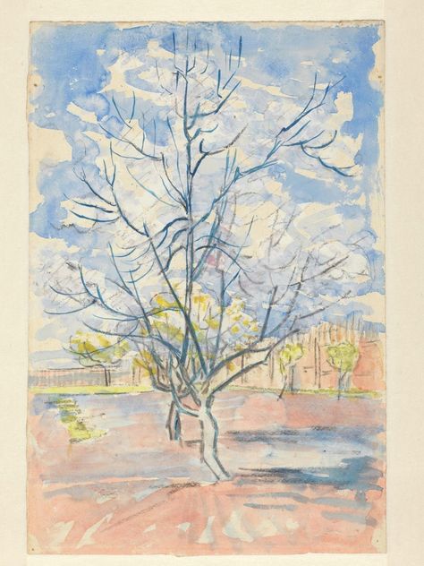 Van Gogh Watercolor, Elegant Wall Art, Living Room Bed, Van Gogh Museum, Art Van, Artwork For Living Room, Van Gogh Paintings, Peach Trees, Post Impressionism