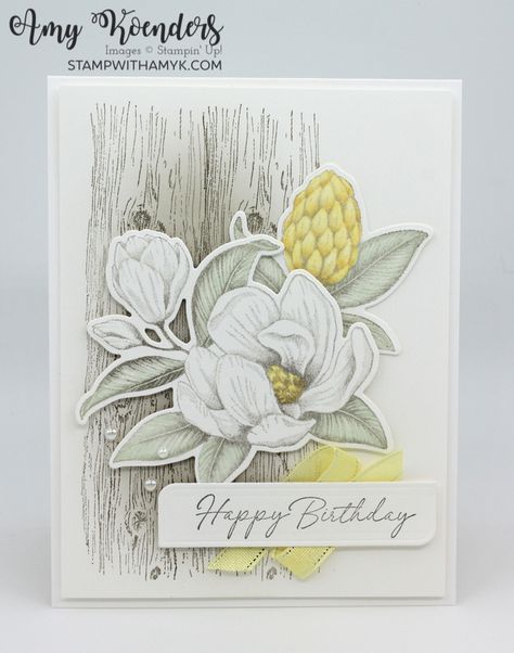 Stampin’ Up! Magnolia Mood Birthday Card – Stamp With Amy K Sympathy Cards Stamping Up, Su Magnolia Mood Cards, Stampin Up Mothers Day Cards 2024, Stampin Up Magnolia Mood Cards, Stampin Up Magnolia Mood, Magnolia Mood Stampin Up Cards, Stamping Up Cards Tutorials, Stampin Up Magnolia, Mood Birthday