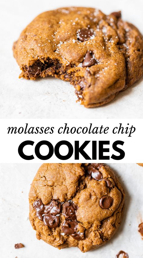 Chocolate Chip Cookies Healthy, Molasses Recipes, Ginger Chocolate, Chewy Molasses Cookies, Molasses Cookies Recipe, Healthy Chocolate Chip Cookies, Cookies Healthy, Chilled Desserts, Dessert Recipies