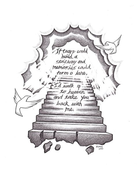 popular drawing designs | stairway to heaven by heteroclite360 designs interfaces tattoo design ... Rip Drawing Ideas, Loved One Tattoo, Stairway To Heaven Tattoo, Heaven Tattoo, Half Sleeve Tattoo Stencils, Rip Tattoo, Heaven Tattoos, Half Sleeve Tattoos Drawings, Remembrance Tattoos