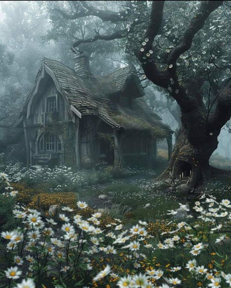 Creepy Cottage, Forest Ruins, Grim Fairy Tales, Creepy Houses, Haunted Castle, Mystical Places, Castle Tower, Dream Cottage, Fantasy House