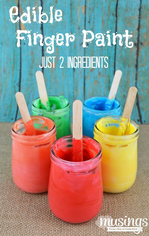 Edible Finger Paint, Finger Painting For Toddlers, Paint Recipe, Finger Paints, Homemade Paint, Two Ingredient, Slime Party, Baby Sensory Play, Baby Play Activities