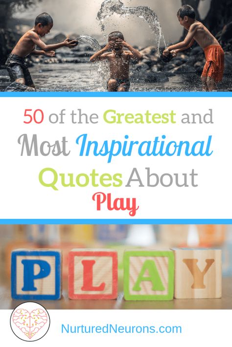 Play is so important child development. Here are 50 of the best quotes about play to inspire you and your children to play more! #play #kids Quotes About Play, Child's Play Quotes, Toddler Quotes, Most Inspirational Quotes, Play Quotes, Childhood Quotes, Fun Activities For Toddlers, Discovery Kids, Toddler Development