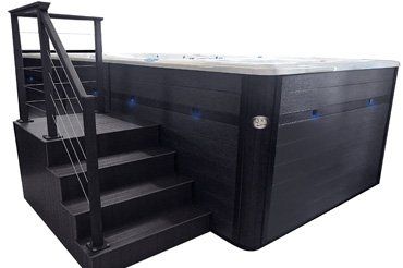 Hot Tub Steps | Swim Spa Steps | PDC Spas Swim Spa Steps Ideas, Spa Steps Hot Tubs, Spa Steps Diy, Hot Tub Stairs Ideas, Swim Spa Stairs, Hot Tub Steps Ideas, Swimspa Ideas, Swim Spa Steps, Hot Tub Stairs