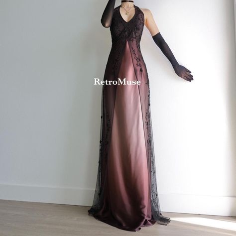 Goth Prom Dress, Y2k Prom Dress, Goth Prom, Beaded Prom Dress, Prom Dresses Vintage, Burgundy Dress, Dress Formal, Beaded Dress, Model Photos