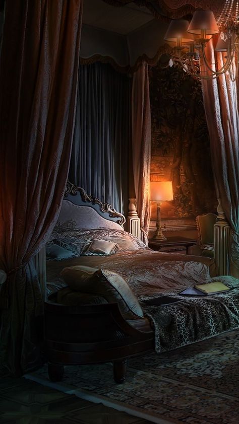 Medieval Bedroom, Royal Bedroom, Castle Bedroom, Victorian Home Decor, Victorian Bedroom, Castle Aesthetic, Fantasy Homes, Romantic Bedroom, Aesthetic Rooms