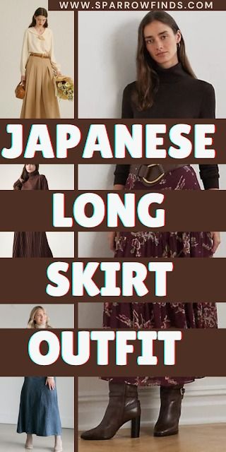 Japanese Long Skirt Outfits: Elegance and Style – Sparrow finds from Japan Long Skirt Outfits For Teachers, Long Skirt Outfits For Fall Casual, Japanese Long Skirt, How To Style Pleated Skirt, Pleated Skirt Outfit Ideas, Long Skirt Looks, Boho Chic Skirts, Outfits For Short Women, Chunky Knit Sweaters