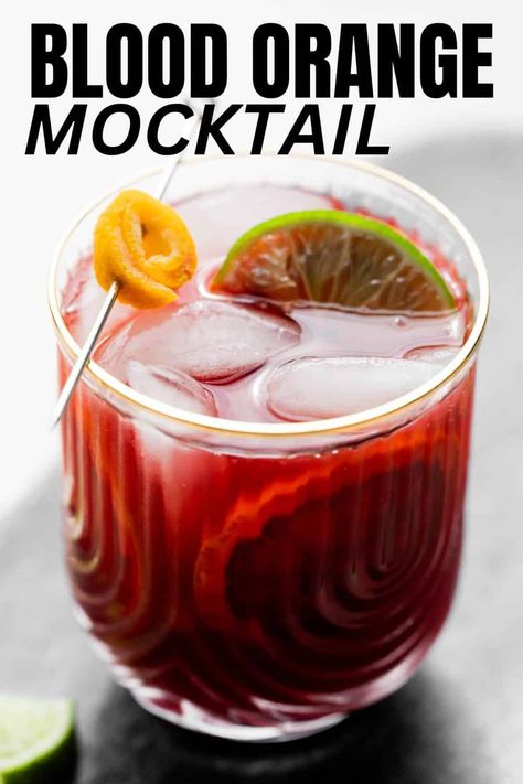 Blood Orange Hibiscus Mocktail - Shutter + Mint Hibiscus Mocktail, Blood Orange Mocktail, Best Mocktail, Orange Mocktail, Alcoholic Recipes, Orange Hibiscus, Passion Tea, Raspberry Leaf Tea, Flavored Sparkling Water