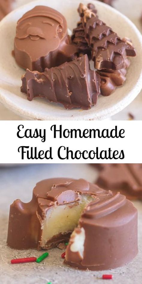 Chocolate Filled Candies, Homemade Chocolate Candy Molds, Chocolate Mold Desserts, How To Make Chocolate Candy With Molds, Chocolate Mould Recipes, Homemade Filled Chocolates, Homemade Chocolates In Molds, Making Chocolate Candy In Molds, Chocolate Mold Recipes