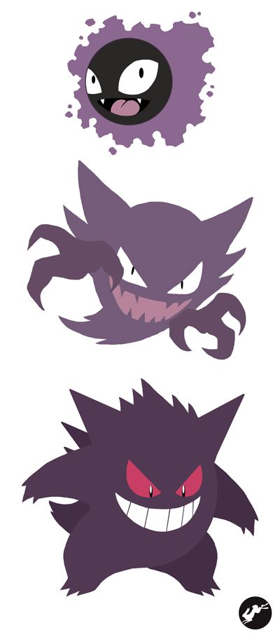 Gastly - Haunter - Gengar by Nortiker.deviantart.com on @deviantART Gengar Evolution Tattoo, Gangart Pokemon Tattoo, Haunter Pokemon Art, Pokémon Haunter, Pokémon Gastly, Pokemon Prints, Gengar Evolution, Haunter Pokemon, Ghost Type Pokemon