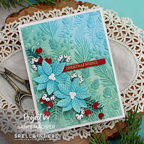 Spellbinders Embossing Folder Cards, Spellbinders Christmas Cards, Spellbinders Cards, Card Making Supplies, Card Making Tutorials, Christmas Cards To Make, Christmas Card Design, Winter Cards, Card Tutorials