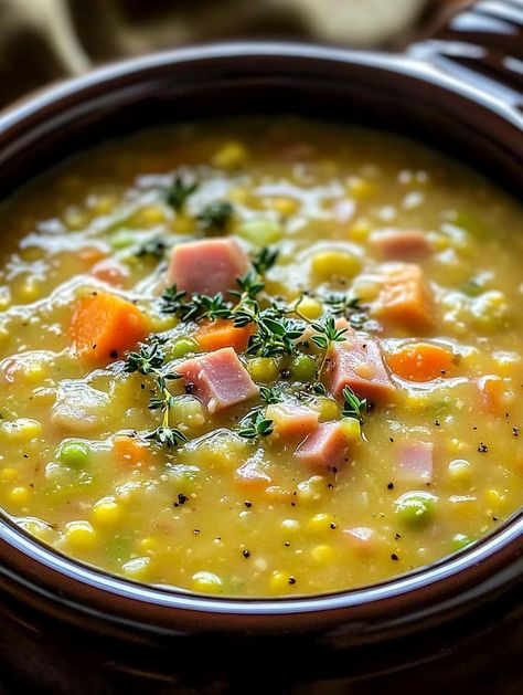 Pea Soup Recipe Slow Cooker, Homemade Split Pea Soup With Ham Bone, Slow Cooker Ham Bone Soup, Pea And Ham Soup Slow Cooker, Ham And Split Pea Soup Recipe, Slow Cooker Split Pea And Ham Soup, Split Pea And Ham Soup Crock Pot, Crock Pot Split Pea Soup, Pea Soup With Ham Bone