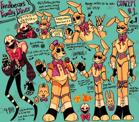 Security Puppet Fnaf Fanart, Fredbear X Springbonnie, Spring Bonnie Fanart, Fredbear Fanart, Springbonnie Fanart, Marionette Art, Fnaf Designs, Spring Bonnie, Fnaf Oc