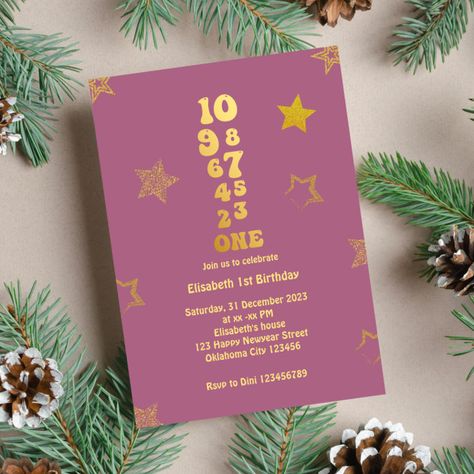 New Years Eve Countdown First Birthday Invitation - tap, personalize, buy right now! #new #year, #countdown, #gold, #modern, First Birthday New Years Eve, New Year’s Eve First Birthday, First Birthday New Years Theme, New Years 1st Birthday Party, New Years Birthday Party For Baby, New Years First Birthday Party, New Years Eve Countdown, New Year Countdown, New Year's Eve Countdown