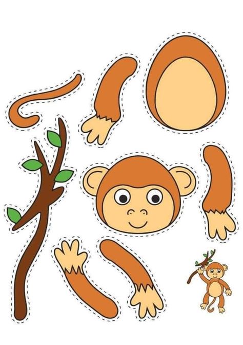 Pin The Tail On The Monkey, Monkey Art And Craft, Monkey Crafts For Preschoolers, Monkey Activities For Toddlers, Monkey Activities For Preschool, Monkey Craft Preschool, Monkey Worksheet, Animal Activity For Kids, Jungle Animals Printable