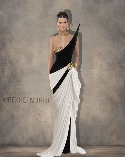 Futuristic Evening Gown, Draped Outfits Runway, Luxury Black Draped Asymmetrical Dress, Luxury Asymmetrical Avant-garde Dress, Luxury Black Pre-draped Asymmetrical Dress, Runway Fashion Couture, Fashion Illustration Dresses, Futuristic Fashion, Gala Dresses