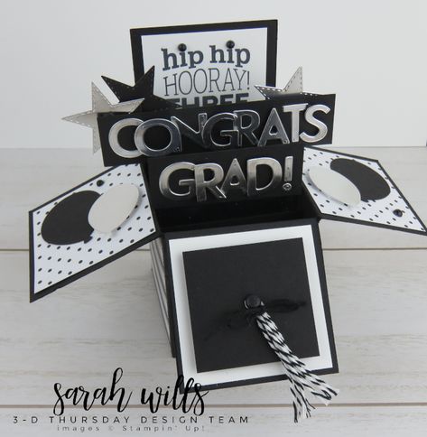 Graduation Explosion Box Ideas, Stampin Up Graduation Cards 2024, Graduation Pop Up Cards, Graduation Cards Homemade, Graduation Cards Diy, Diy Graduation Cards, Diy Card Box, Graduation Card Boxes, Graduation Box