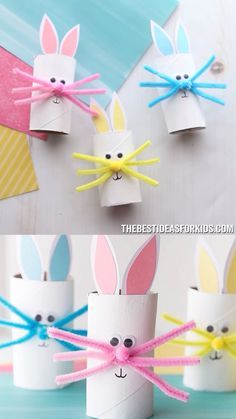 Paper Roll Bunny, Påskeaktiviteter For Barn, Toilet Paper Crafts, Easy Easter Crafts, Easter Bunny Crafts, Spring Crafts For Kids, Toilet Paper Roll Crafts, Paper Roll Crafts, Easter Craft