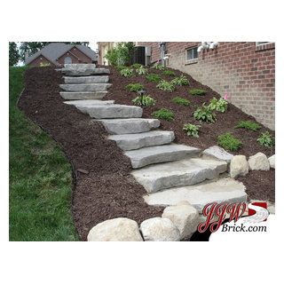 Sloped Backyard Landscaping, Landscape Stairs, Landscape Steps, Sloped Yard, Sloped Backyard, Stone Steps, Landscaping Retaining Walls, Garden Stairs, Hillside Landscaping