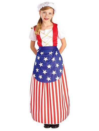 Pin for Later: 200+ Adorable Halloween Costumes For Your Trick-or-Treating Tot Betsy Ross Transform your American girl into the original seamstress ($20). Usa Costume, Patriotic Costumes, Ross Dresses, Costume For Kids, Betsy Ross, All American Girl, Patriotic Party, Halloween Fancy Dress, Game Dresses