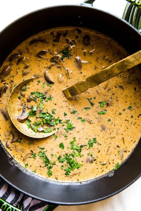 Earthy mushrooms are the savory stars of this creamy, pungent, satisfying Hungarian mushroom soup. Best Mushroom Soup, Hungarian Mushroom, Hungarian Mushroom Soup, Hungarian Paprika, Cozy Weather, Hungarian Cuisine, The Modern Proper, Modern Proper, Creamy Mushroom Soup