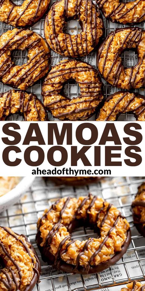 Homemade Samoas Cookies, Girl Scout Samoa Cookies Recipes, Crumbl Christmas Cookies, Samoas Cookies Recipe, Samoa Cookies Recipe, Homemade Samoas, Samoas Cookies, Girl Scout Cookie Recipes, Girl Guide Cookies